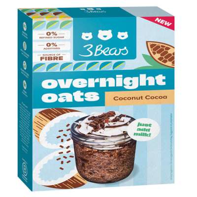 3Bears Overnight Oats zabkása kókusszal és kakóval - 400 g