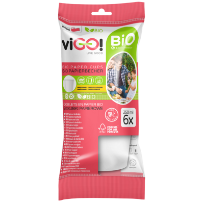 viGO! Bio papír pohár 250 ml-es /fehér - 6 db