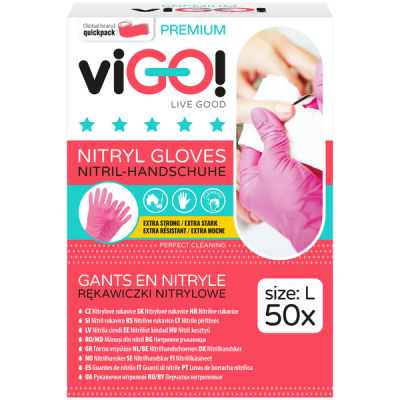 viGO! nitril kesztyű L-es méret /rózsaszín - 50 db