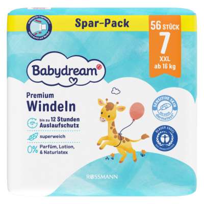 Babydream XXL nadrágpelenka 7-es méret, 16 kg-tól - 56 db