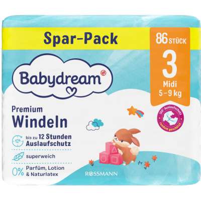 Babydream Midi nadrágpelenka 3-as 5-9 kg - 86 db