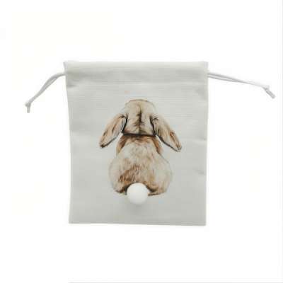 Fehér textil tasak nyúllal - 1 db