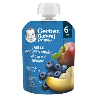 Gerber alma-áfonya-banán gyümölcspüré 6 hónapos kortól - 90 g