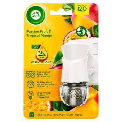 Air Wick Passion Fruit & Tropical Mango elektromos légfrissítő készülék utántöltővel - 19 ml