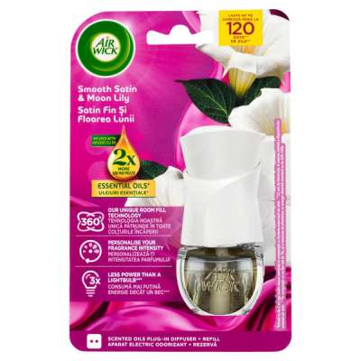 Air Wick Smooth Satin&Moon Lily elektromos légfrissítő készülék utántöltővel - 19 ml