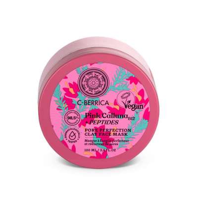 Natura Siberica C-Berrica Pink Calluna pórustisztító agyagos arcmaszk B12-vitaminnal és peptidekkel - 100 ml