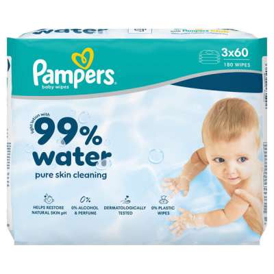 Pampers 99% Water törlőkendő 3x60 db - 180 db