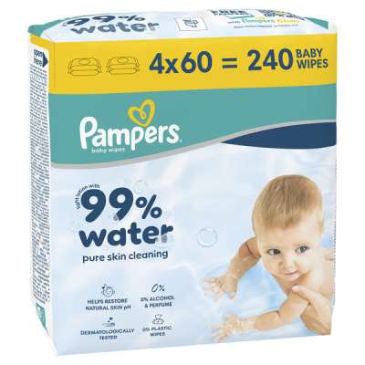 Pampers 99% Water törlőkendő 4x60 db - 240 db