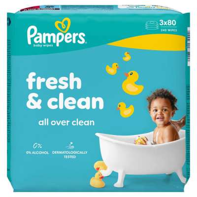 Pampers Fresh Clean törlőkendő 3x80 db - 240 db