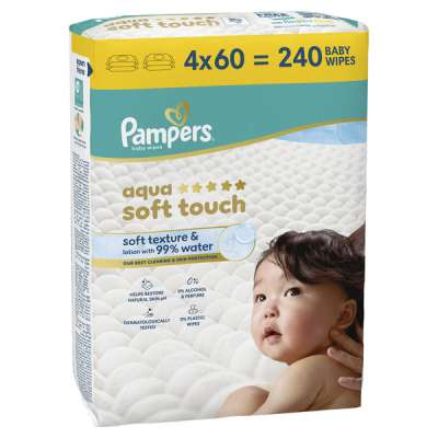 Pampers Aqua Soft Touch nedves törlőkendő 4x60 db - 240 db