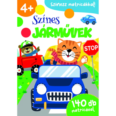 Színes járművek foglalkoztató füzet 140 db matricával - 1 db