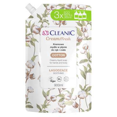 Cleanic Cream & Fresh Cotton folyékony szappan utántöltő - 900 ml