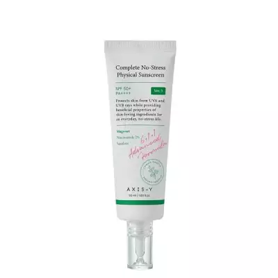 Axis-Y Complete No-Stress hidratáló fizikai fényvédő krém növényi kivonatokkal SPF50+ PA++++ - 50 ml