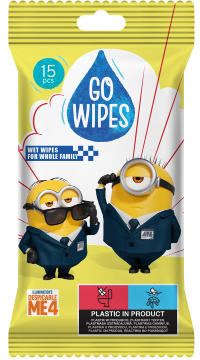 GoWipes Minions antibakteriális nedves törlőkendők - 15 db
