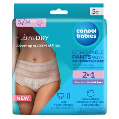 Canpol babies 2in1 szülés utáni pelenka S/M - 5 db
