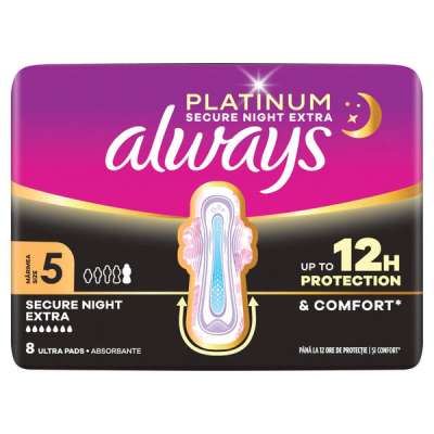 Always Platinum Secure Night Extra egészségügyi betét - 8 db