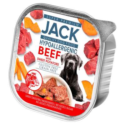 Jack Super Premium hipoallergén állateledel marhahússal és édesburgonyával - 150 g