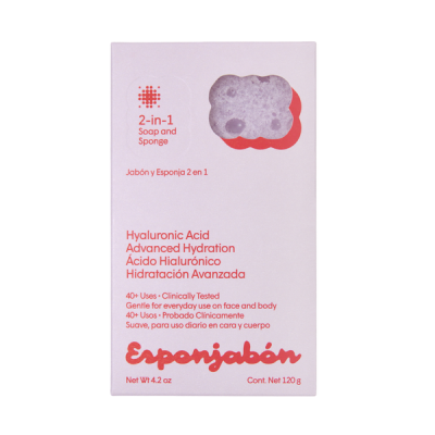 Esponjabon hidratáló és simító 2in1 szappanszivacs arcra és testre hialuronsavval - 120 g