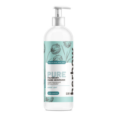 Herbow Pure Nordic Light folyékony finom mosószer színes ruhákhoz, északi pamutvirág illattal - 1000 ml