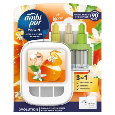 Ambi Pur 3Volution Citrus and White Verbena elektromos légfrissítő kezdőcsomag - 20 ml