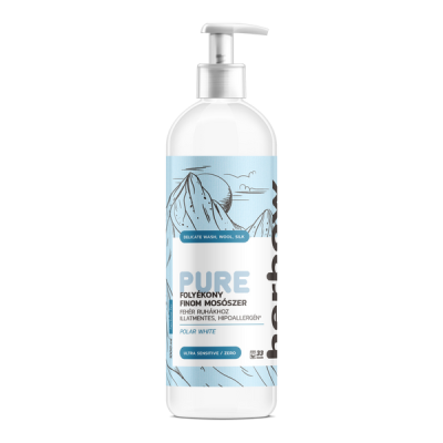 Herbow Pure Polar White  folyékony finom mosószer fehér ruhákhoz , illatmentes - 1000 ml