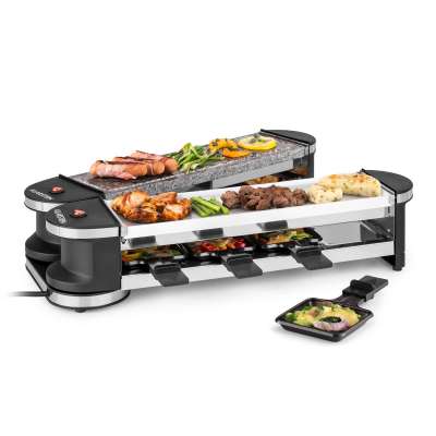 Klarstein Tenderloin 50/50, raclette grill, 1200 W, természetes kő, 8 személyre