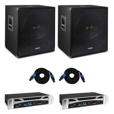 Vonyx Bass Storn DJ PA szett, 2 x PA erősítő 500W, 2 x PA subwoofer 600 W