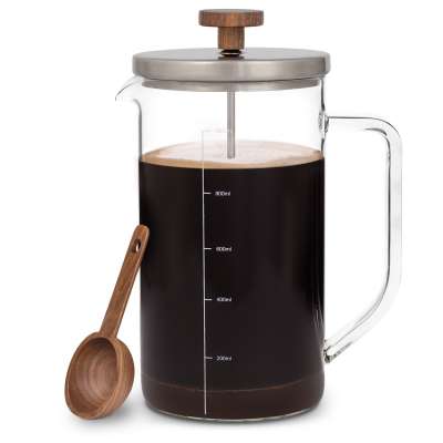 Klarstein Glaswerk Ristretto, french press, 1 L, boroszilikát üveg, rozsdamentes acél, diófa