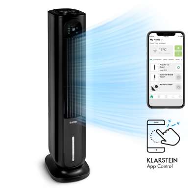 Klarstein Polar Tower Smart, ventilátor, léghűtő, 7L, 85W, távirányító, 5x hűtődoboz