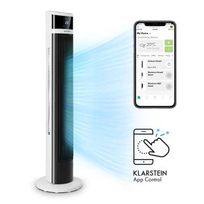 Klarstein Icetower Smart, torony ventilátor, 45 W, vezérlés alkalmazás által