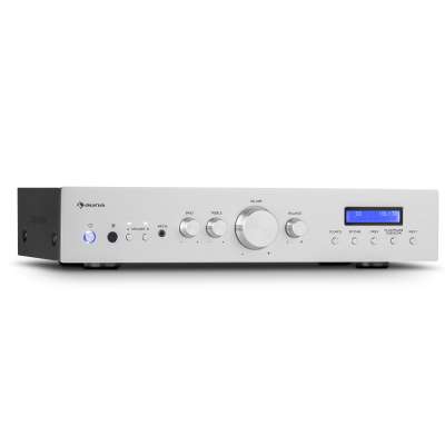 Auna AMP-CD608 DAB, HiFi sztereó erősítő, 4 x 100 W, RMS, DAB + BT, optikai bemenet, távirányító