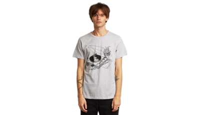 Dedicated T-shirt Stockholm Coffee Vinyl Grey Melange