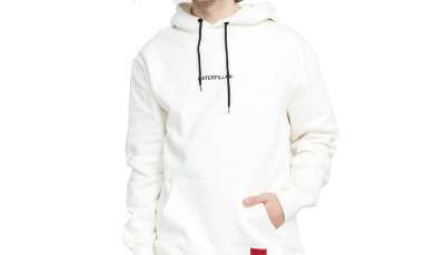 Caterpillar Double Print Hoodie White