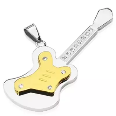 Medál acélból - méretes elektronikus gitár, tiszta cirkóniák