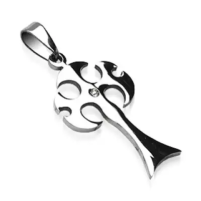 Acél medál ezüst színben, középkori fejsze