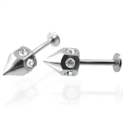 Áll piercing készlet - tüske tiszta cirkónia kövekkel