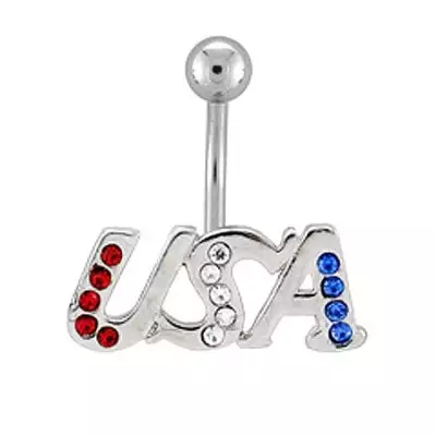 Köldökpiercing - cirkóniákkal kirakott USA felirat