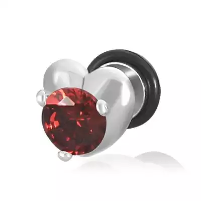 Hamis plug - ezüst szív és vörös cirkónia