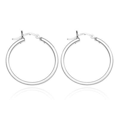 Karika fülbevaló 925 ezüstből - négy fényes oldal, 20 mm