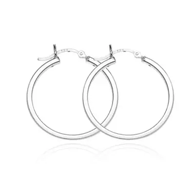 Karika fülbevaló 925 ezüstből - négy fényes oldal, 28 mm