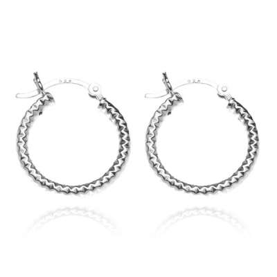 925 ezüst fülbevaló - vastag karikák mélyedésekkel, 18 mm