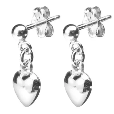Bedugós 925 ezüst fülbevaló - függő domború szívecske