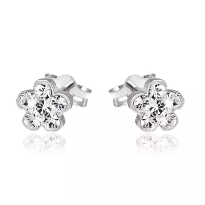 Bedugós fülbevaló ezüstből - ragyogó virág, hat cirkónia