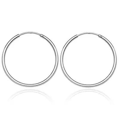 Karika fülbevaló ezüstből - sima és fényes, 25 mm