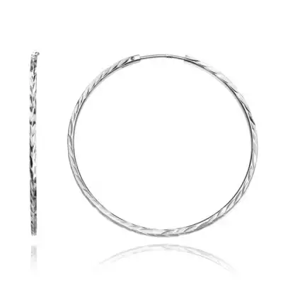 Karika fülbevaló 925 ezüstből - hasáb forma levelekkel, 40 mm