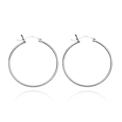 925 ezüst fülbevaló - sima karika és hullám kapocs, 15 mm