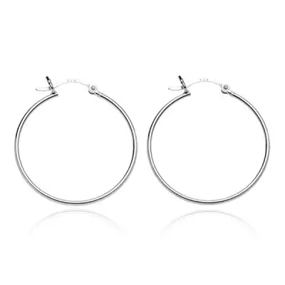 Sterling ezüst fülbevaló - fényes karika és hullám kapocs, 18 mm