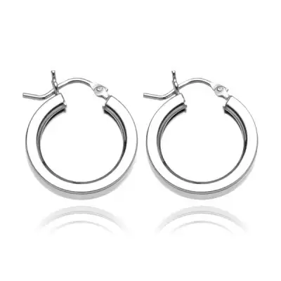 Fülbevaló ezüstből - széles karikák élekkel, 18 mm