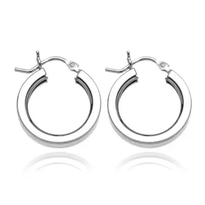 Karika fülbevaló 925 ezüstből - négyszögletes karika, 20 mm
