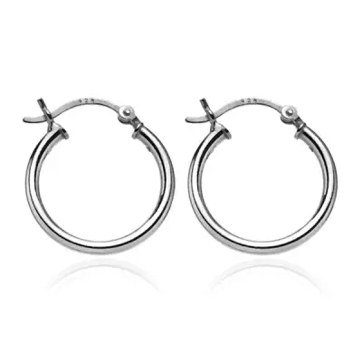 Karika fülbevaló ezüstből - széleseb fényes vonal, 18 mm